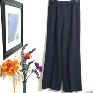 ST. JOHN COLLECTION DARK GRAY WOOL KNIT WIDE LEG PANTS SIZE 6